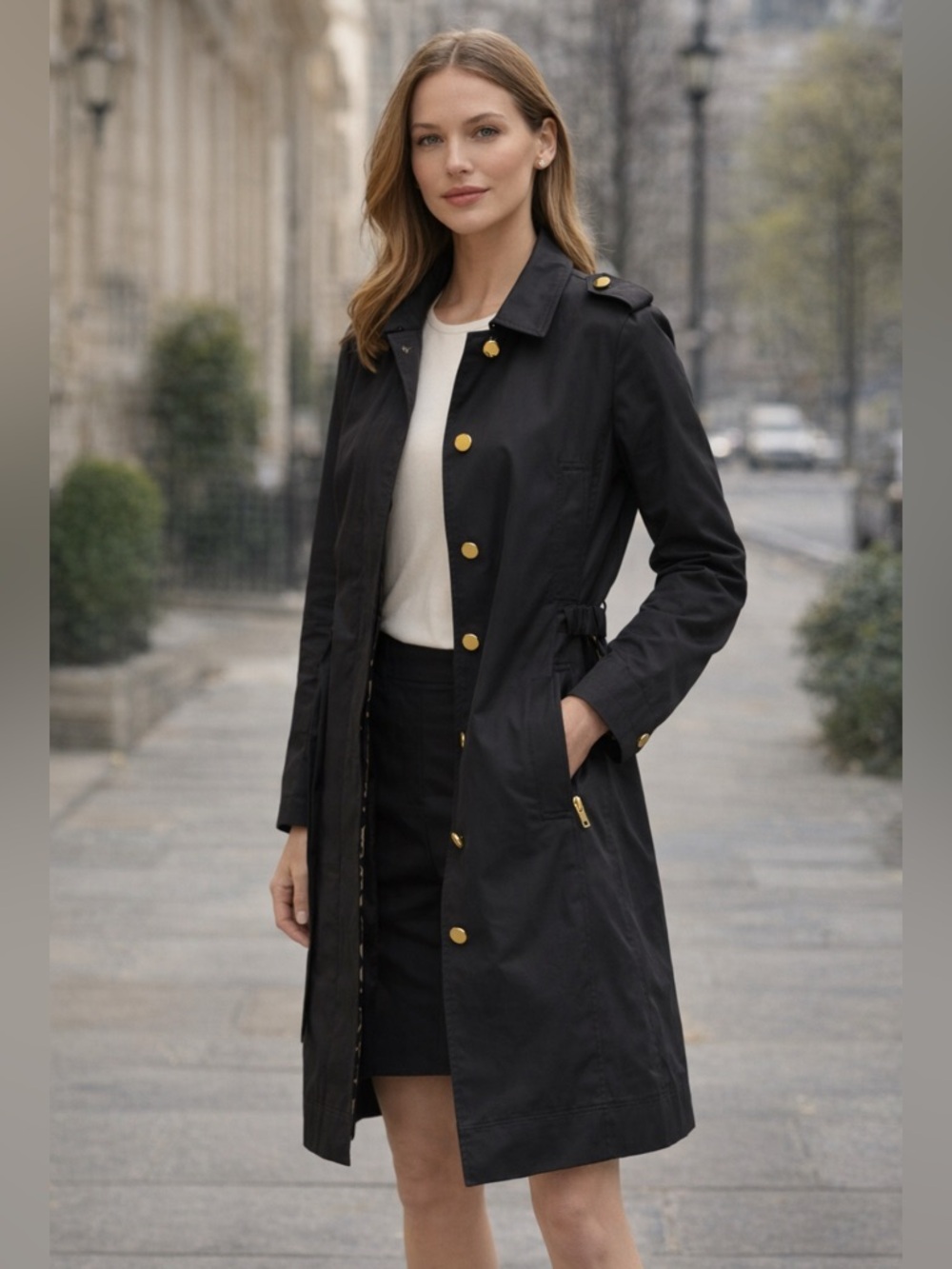 Tory Burch Black Long Trench Coat NWOT